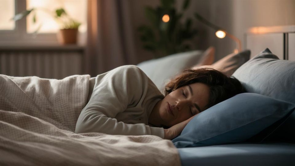 une dame allongé sur son lit entrain de dormir