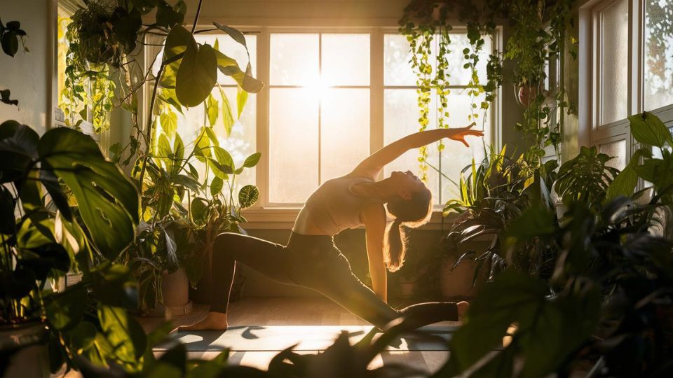 une dame pratiquant le yoga zen